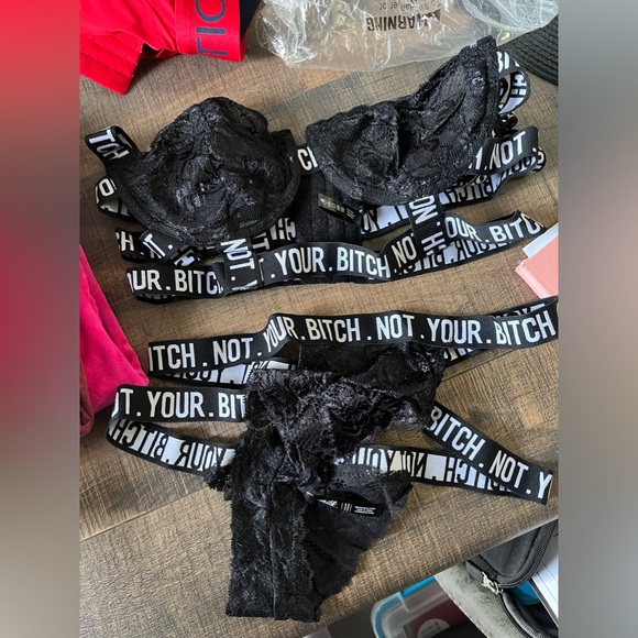 “Not Your B&$ch” 2 piece lace Monogram set Size M/L NWT - Picture 3 of 5
